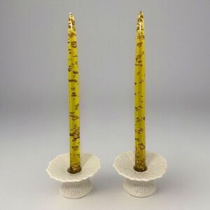 Lenox Woodland Collection Candlestick Holders VTG Ivory Embossed Elegant USA